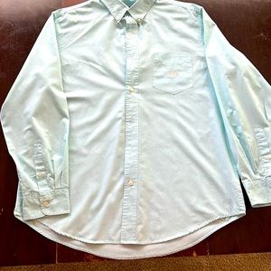 Ralph Lauren Chaps Easy Care button down teal shirt, size Large.